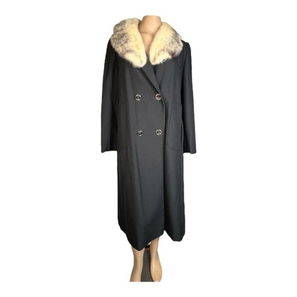 R.M. Taylor Co. Furs Wool Blend with Genuine Silver Fox Fur Collar Small - Picture 1 of 8